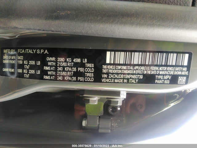 2022 Jeep Renegade, VIN: ZACNJDB15NPN60739