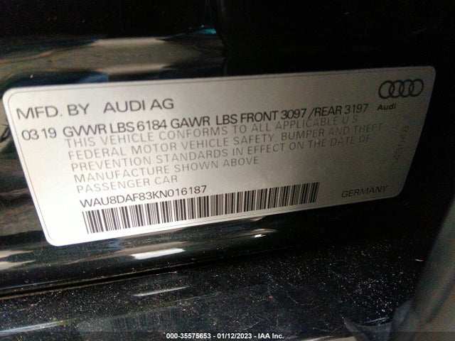 2019 Audi A8, VIN: WAU8DAF83KN016187
