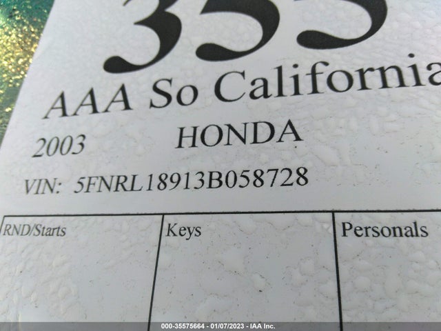 Honda Odyssey Ex-l 2003 5FNRL18913B058728 Image 10