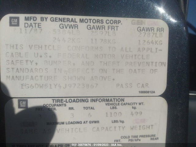 Cadillac Brougham 1988 1G6DW51Y4J9723867 Image 10