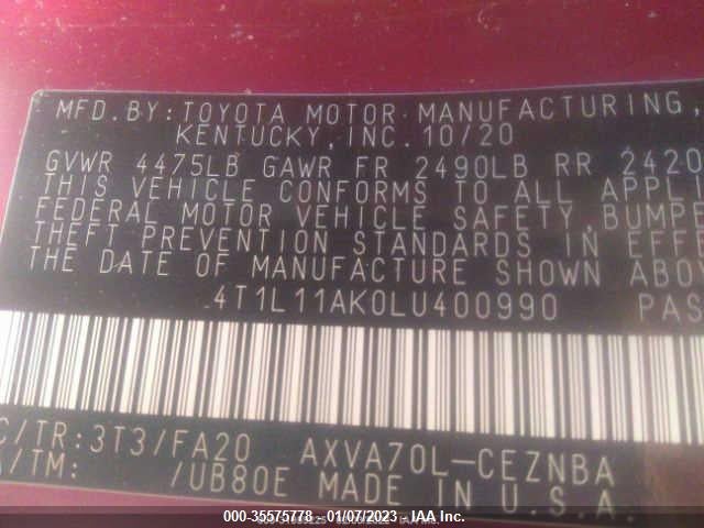2020 Toyota Camry, VIN: 4T1L11AK0LU400990