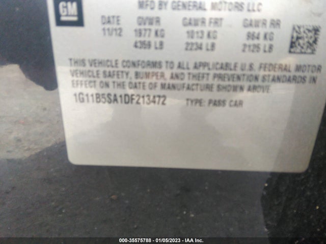 2013 CHEVROLET MALIBU LS VIN: 1G11B5SA1DF213472