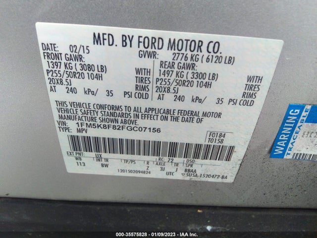2015 Ford Explorer, VIN: 1FM5K8F82FGC07156