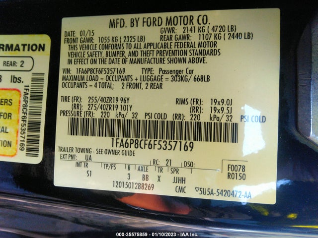 2015 Ford Mustang, VIN: 1FA6P8CF6F5357169