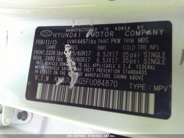 2015 Hyundai Tucson, VIN: KM8JU3AG5FU084870