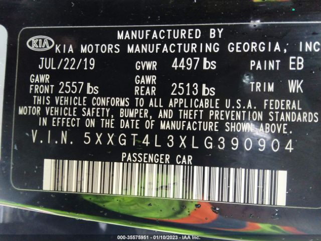 5XXGT4L3XLG390904 KIA Optima Lx