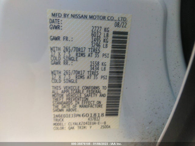 2023 Nissan Frontier, VIN: 1N6ED1EJ3PN601818