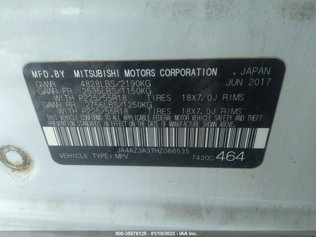 JA4AZ3A37HZ066535 Mitsubishi Outlander Se/sel