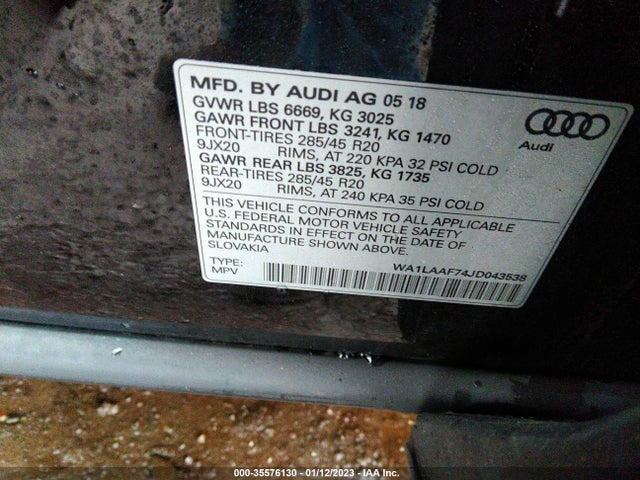 WA1LAAF74JD043538 Audi Q7 Premium Plus