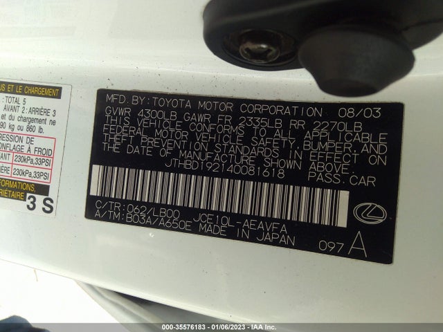 Lexus IS 300 2004 JTHBD192140081618 Image 10