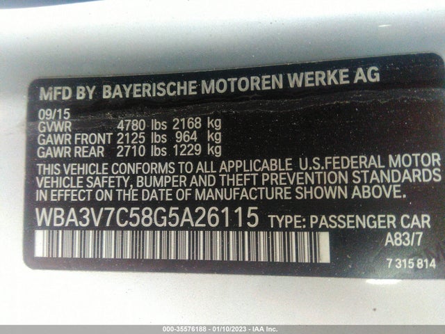 2016 BMW 4 Series, VIN: WBA3V7C58G5A26115