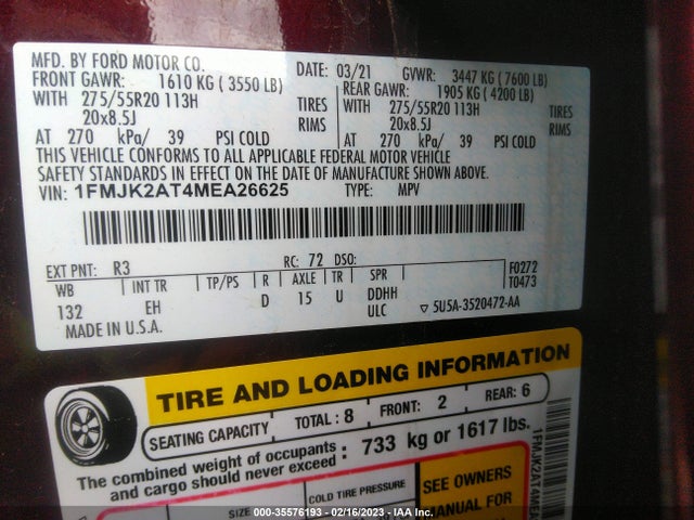 2021 Ford Expedition, VIN: 1FMJK2AT4MEA26625