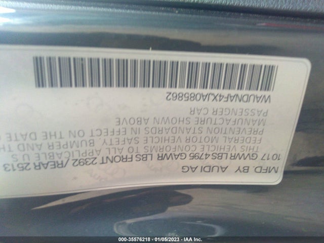 WAUDNAF4XJA085862 Audi A4 Premium/tech Premium