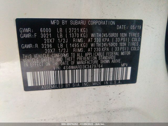 4S4WMARD3K3479764 Subaru Ascent Touring