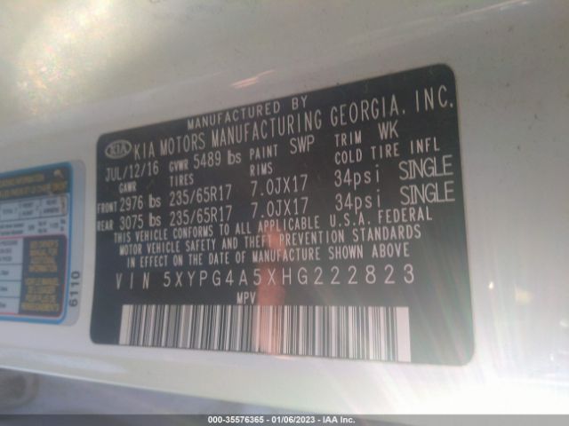 5XYPG4A5XHG222823 KIA Sorento Lx V6
