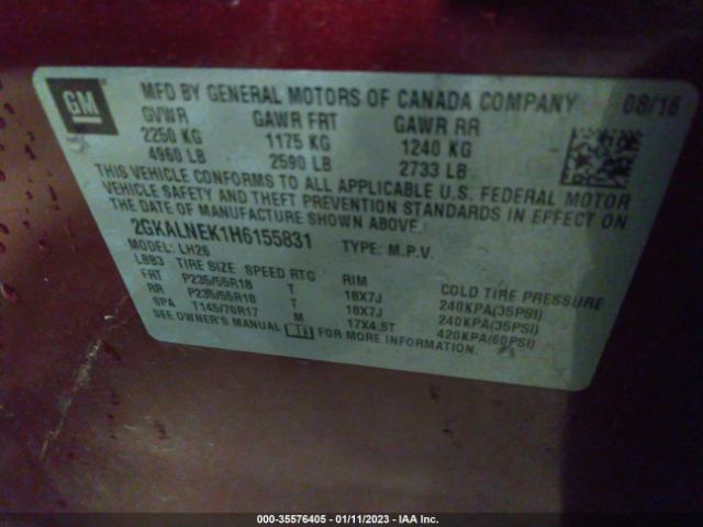 2GKALNEK1H6155831 GMC Terrain Sle