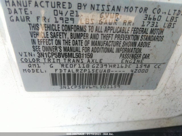 2021 Nissan Kicks, VIN: 3N1CP5BV6ML501159