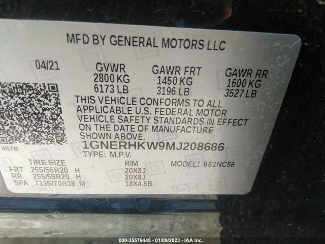 Chevrolet Traverse Lt Leather 2021 1GNERHKW9MJ208686 Image 9