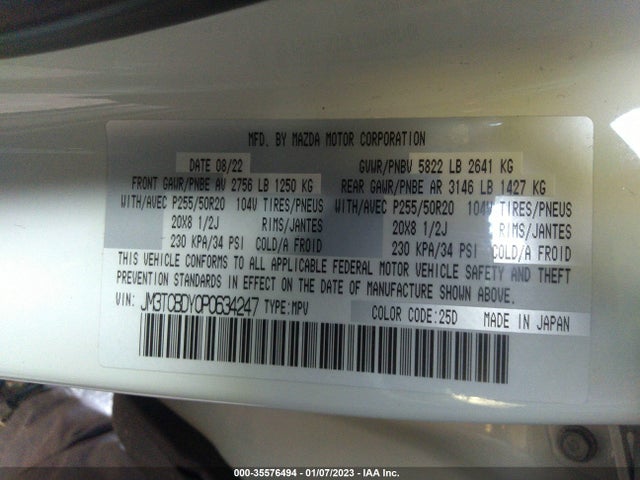 2023 Mazda CX-9, VIN: JM3TCBDY0P0634247