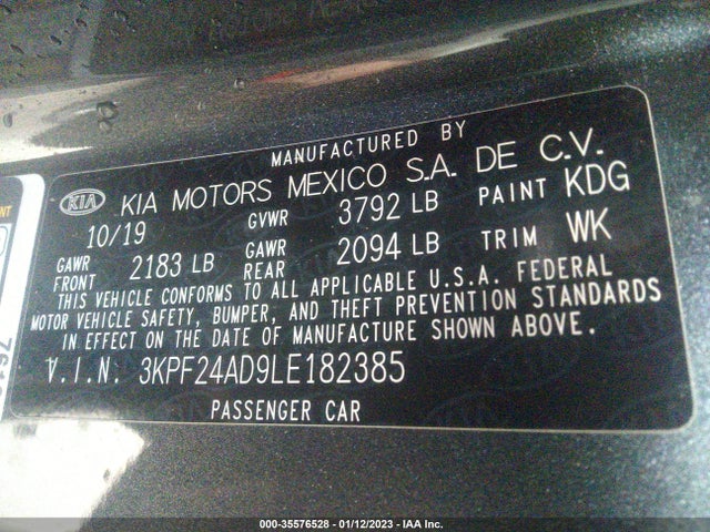 2020 Kia Forte, VIN: 3KPF24AD9LE182385