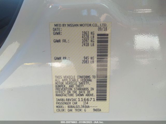 1N4BL4BV1KC116671 Nissan Altima 2.5 S