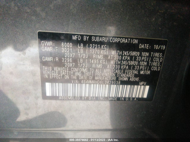 Subaru Ascent Premium 2020 4S4WMAHD6L3429038 Image 10