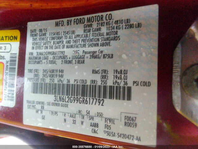 Lincoln MKZ 2016 3LN6L2G99GR617792 Image 10