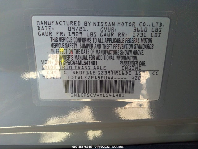 2021 Nissan Kicks, VIN: 3N1CP5CV4ML541481