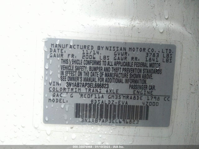 2014 NISSAN SENTRA SV VIN: 3N1AB7AP3EL696823