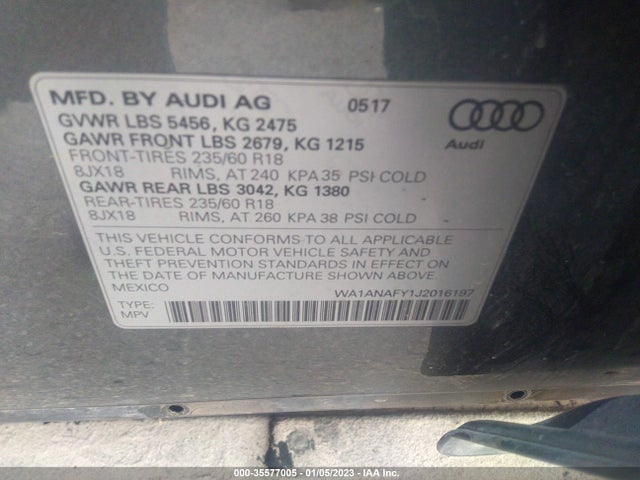 WA1ANAFY1J2016197 Audi Q5 Premium/tech Premium