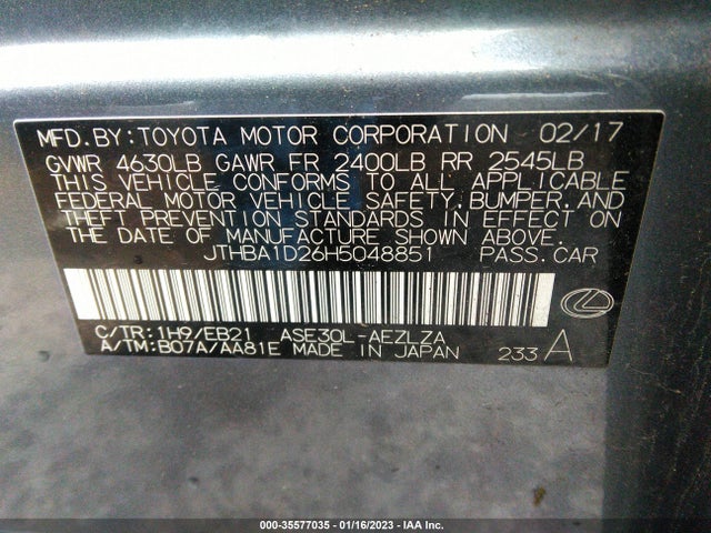 JTHBA1D26H5048851 Lexus Is Is Turbo