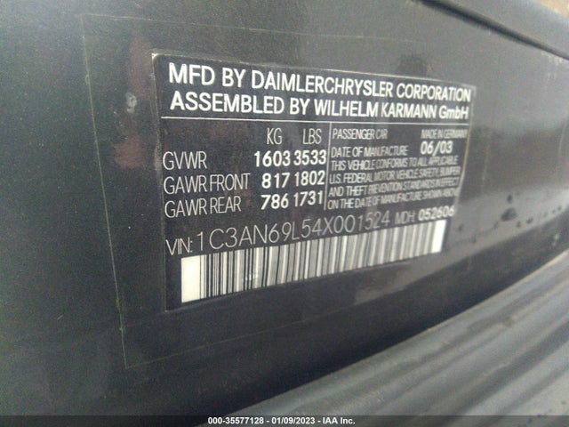 Chrysler Crossfire 2004 1C3AN69L54X001524 Image 11