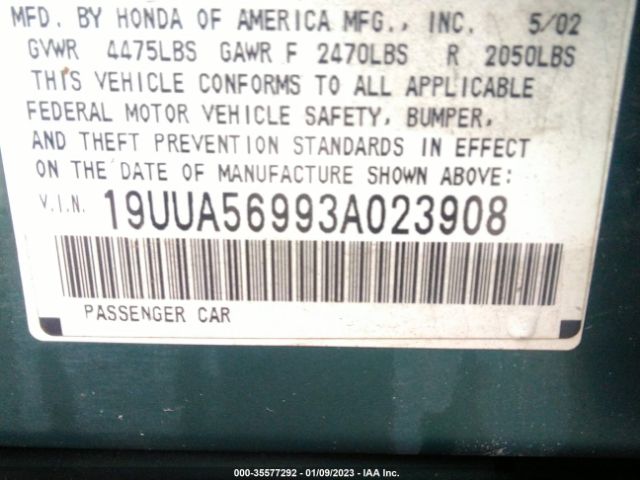 19UUA56993A023908 Acura Tl Type S W