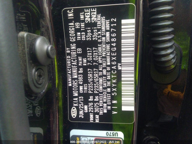 KIA SORENTO LX 2014 5XYKTCA6XEG486712 Image 10