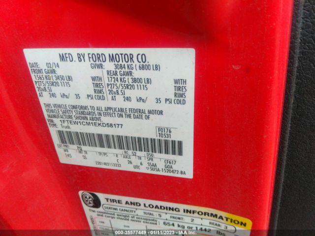 1FTEW1CM1EKD58177 Ford F-150 Xl/stx/xlt
