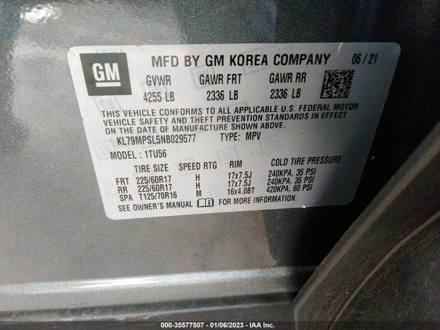 2022 Chevrolet Trailblazer, VIN: KL79MPSL5NB029577