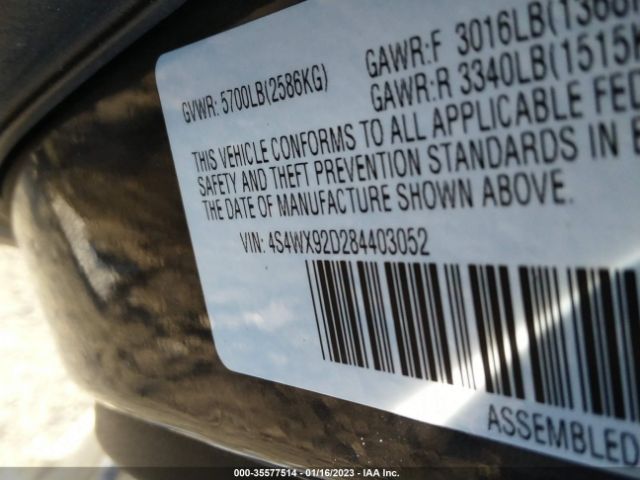 4S4WX92D284403052 Subaru Tribeca 5-pass Ltd