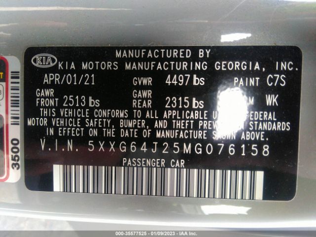 5XXG64J25MG076158 KIA K5 Gt-line