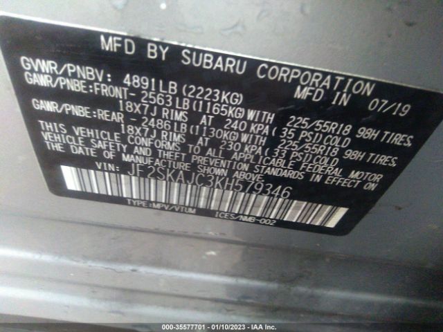 JF2SKAJC3KH579346 Subaru Forester Sport