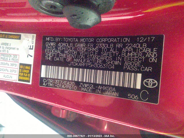 2017 Toyota Prius, VIN: JTDKARFP5H3063104