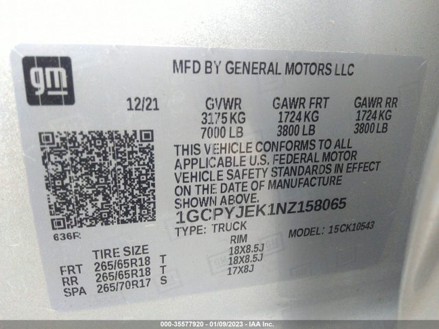 Chevrolet Silverado 1500 Ltd Lt 2022 1GCPYJEK1NZ158065 Image 9