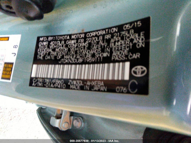 2015 TOYOTA PRIUS FOUR VIN: JTDKN3DU8F1959111