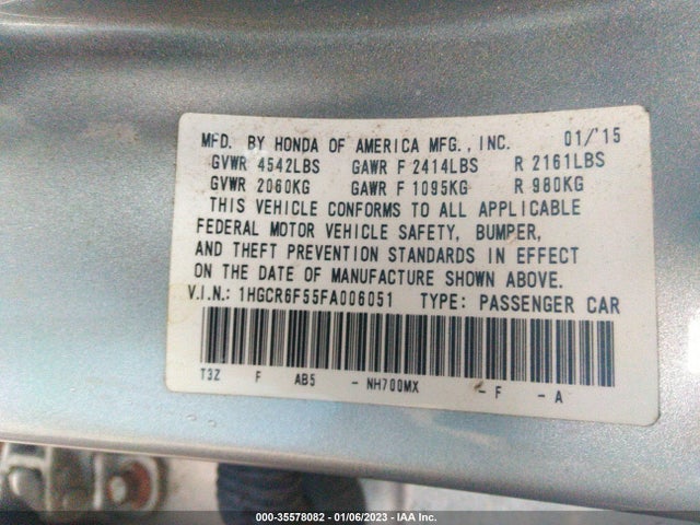 2015 Honda Accord, VIN: 1HGCR6F55FA006051