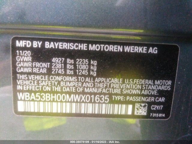BMW 5 Series 530i 2021 аукцион фото