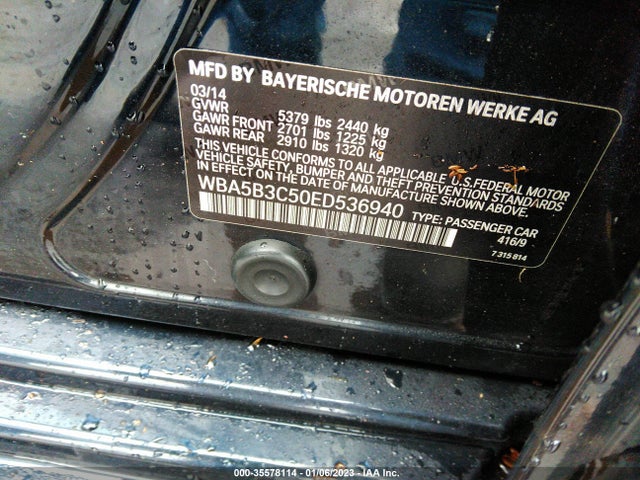 BMW 5 Series 535i Xdrive 2014 WBA5B3C50ED536940 Image 9