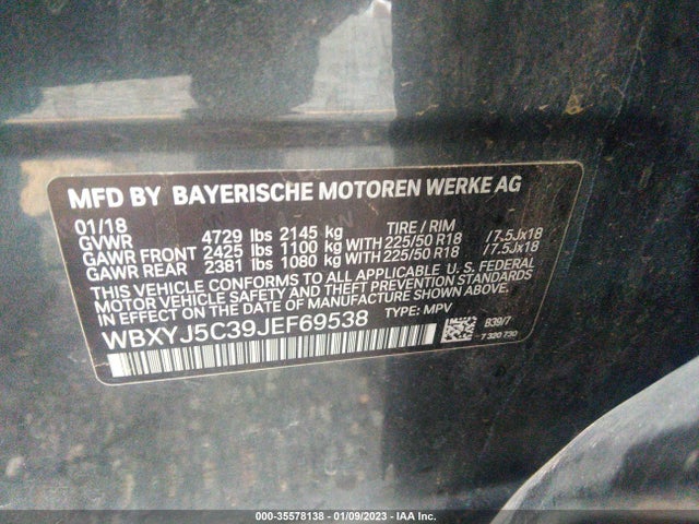 BMW X2 Xdrive28i 2018 WBXYJ5C39JEF69538 Image 9