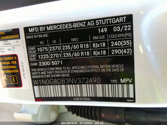 2022 Mercedes-Benz GLC-Class, VIN: W1N0G8DB3NV372490