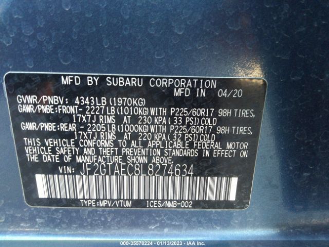JF2GTAEC8L8274634 Subaru Crosstrek Premium