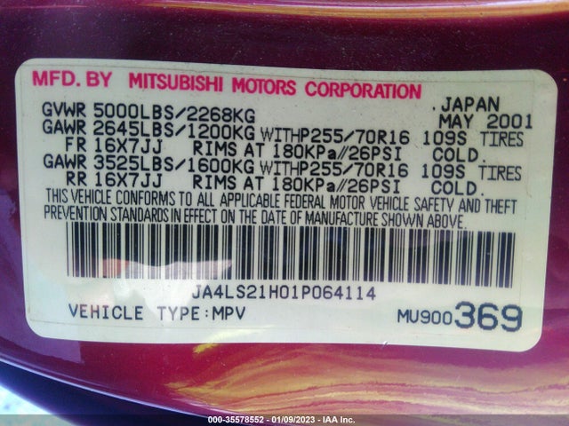 JA4LS21H01P064114 Mitsubishi Montero Sport Es/ls