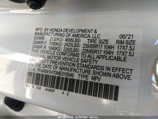 2021 Honda CR-V, VIN: 7FARW1H70ME016546